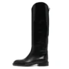 Genuine leather knee high pull on boots