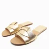 Gold cross strap sandals