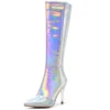 Over the knee high heels microfiber boots