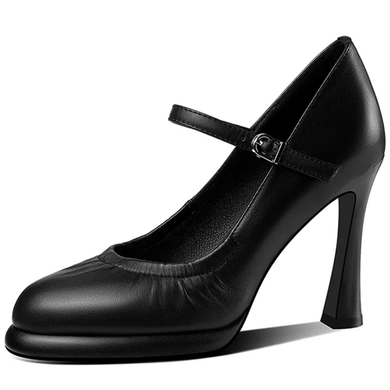 Genuine leather high heels platform dress shoes - Image 7