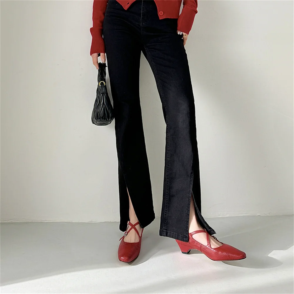 Genuine leather kitten high heels party pumps - Image 5