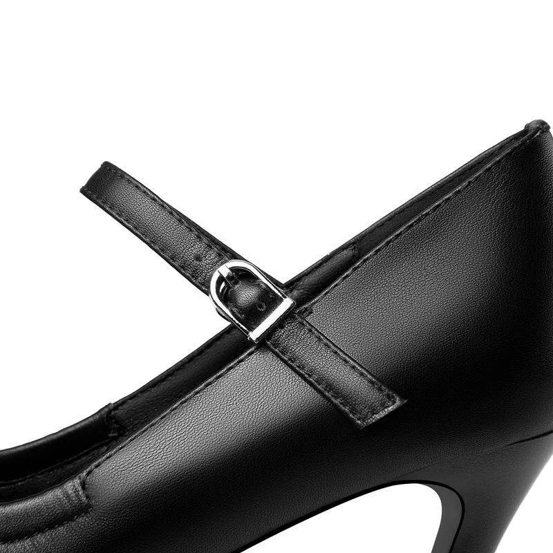 Genuine leather high heels platform dress shoes - Image 11