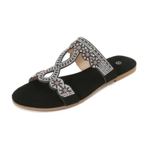 Bohemian rhinestone flat sandals