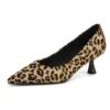 Genuine leather pointed toe leopard party shoes