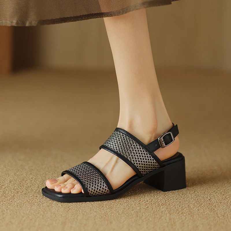 Genuine leather open toe slingback sandals - Image 8