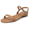 Genuine leather low heel casual sandals for women