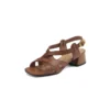 Square toe chunky heel sandals in genuine leather