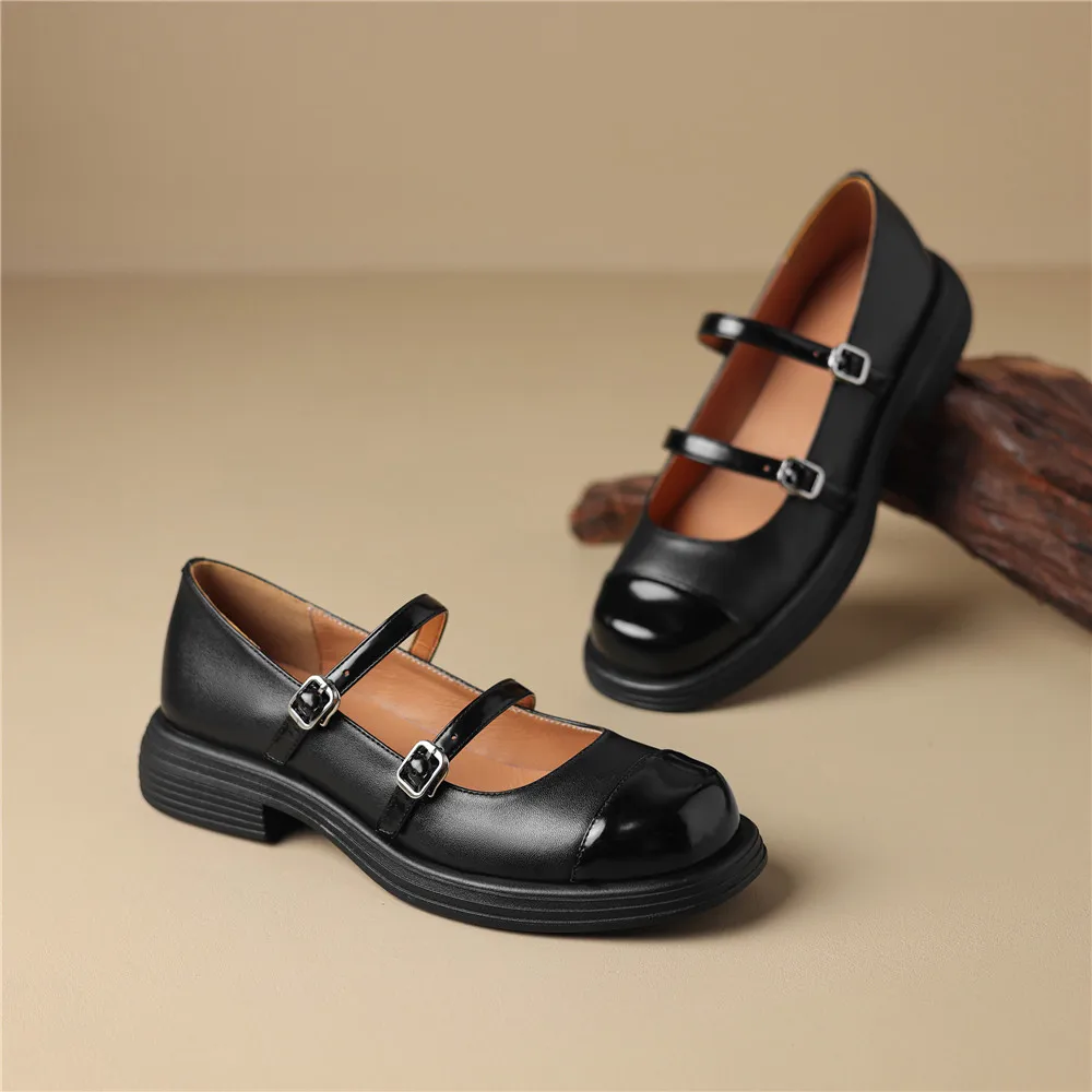 Genuine leather round toe mary jane pumps - Image 7