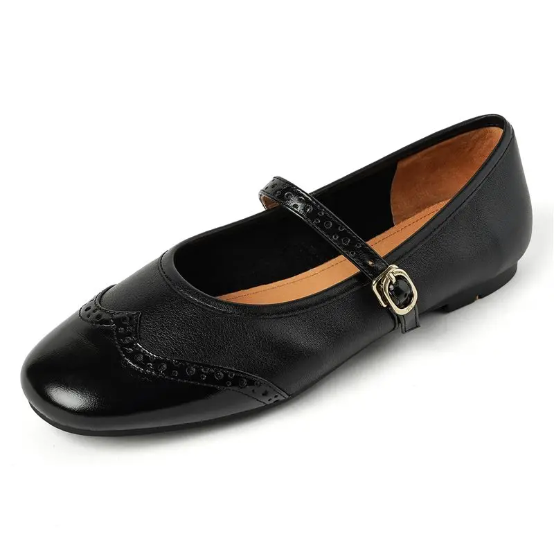 Genuine leather flat mary jane shoes for women - Image 2