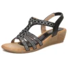 Wedge platform high heel sandals with rhinestones
