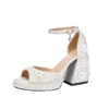 Flower buckle pearl thick bottom open toe sandals