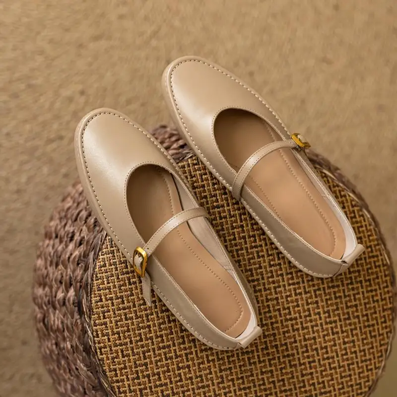 Genuine leather mary jane flats for women - Image 3