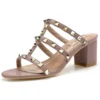Studded square heel sandals