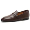 Retro leather low heels buckle loafers shoes