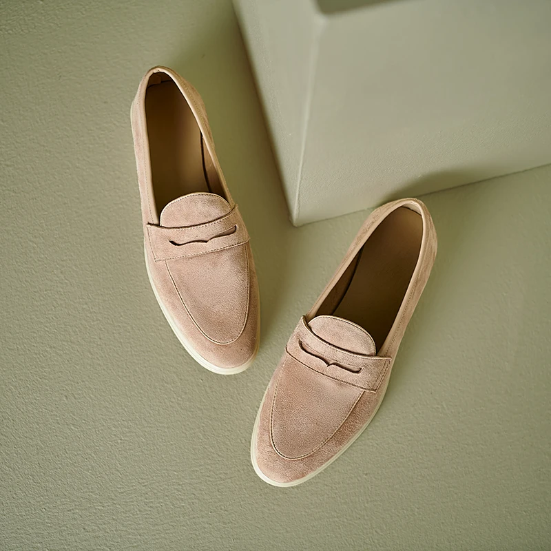 Natural suede loafers in purple and apricot - Image 7