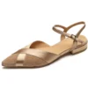 Pointed toe low heels suede sandals for office and casual wear