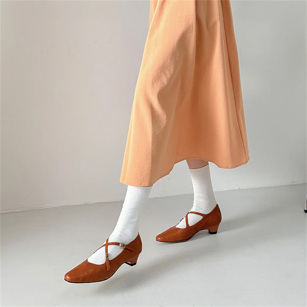 Genuine leather kitten high heels party pumps - Image 6