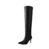 Sc004e92f341a449ab06a828939458a1f3.webp Pleated design pointed toe high heel wide calf boots