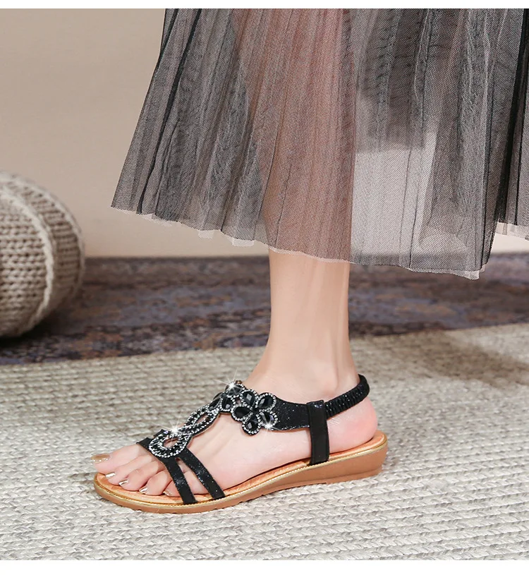 Bohemian wedge sandals with diamonds - Image 9