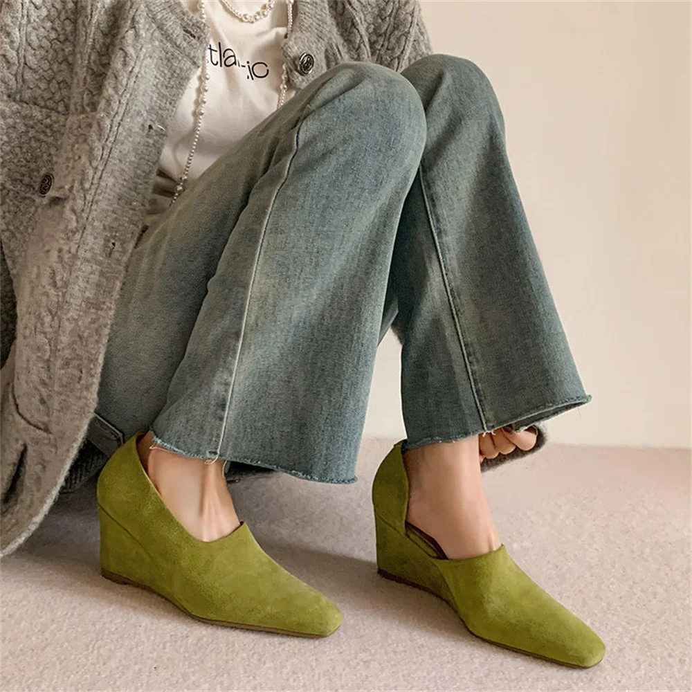 Wedge high heels suede party shoes - Image 4