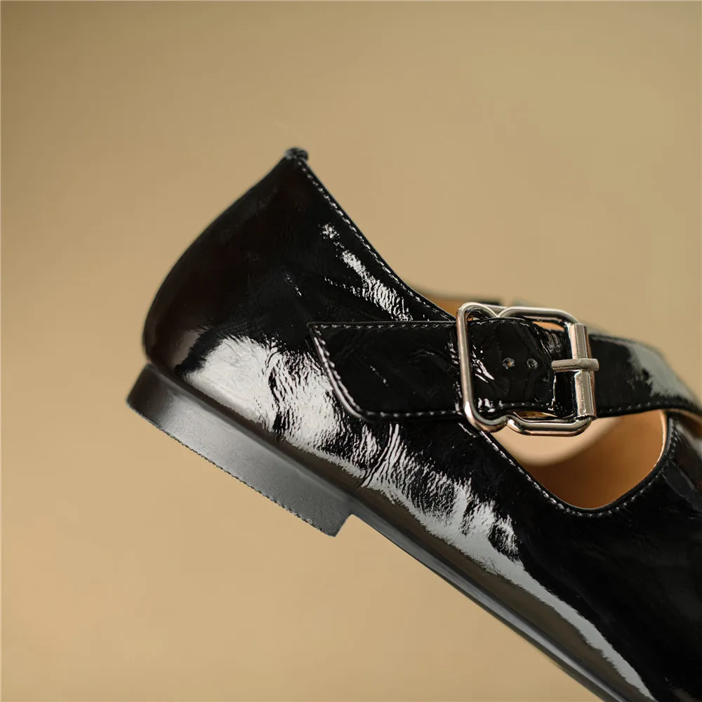 Genuine leather low heel round toe pumps for women - Image 7