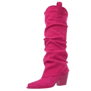 Sc3fa81b2007545bba1fad6019d7e31fco.webp Faux suede knee high pleated block heels boots