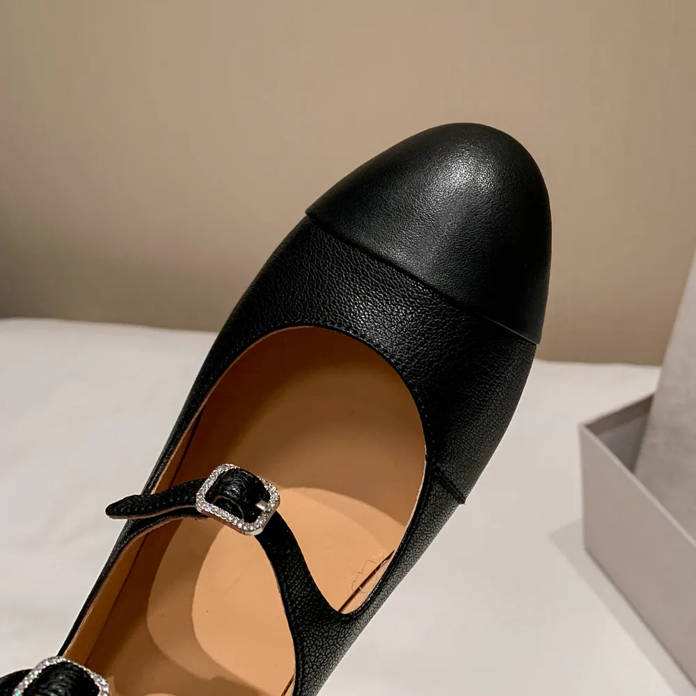 Genuine leather buckle pumps with back zipper - Image 5