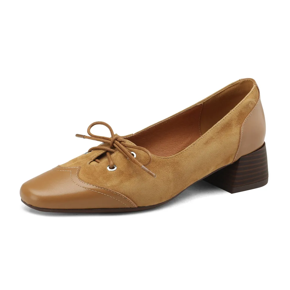 Genuine leather thick heel office pumps - Image 6