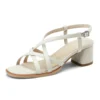 Microfiber high heel cross strap sandals open toe beige black
