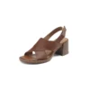 Genuine leather open toe chunky heel sandals