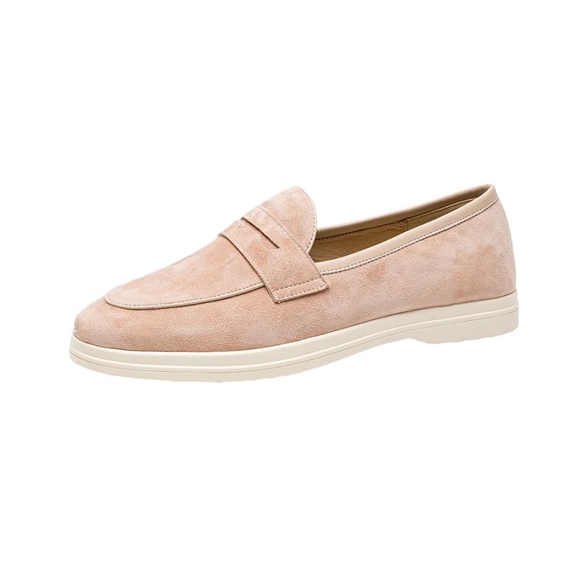 Natural suede loafers in purple and apricot - Image 4