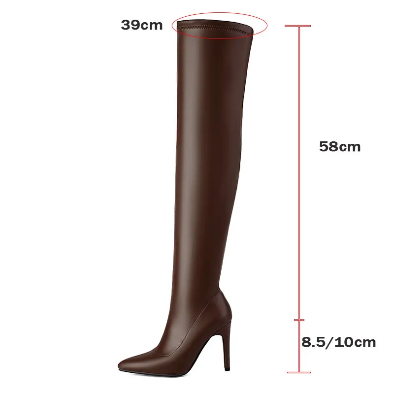 Thigh high elastic heeled winter boots - Image 5