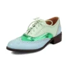 Mint green and pastel blue leather derby shoes