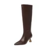 Knee high pointed toe solid color boots