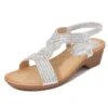 Summer platform wedge sandals with crystal butterfly detail
