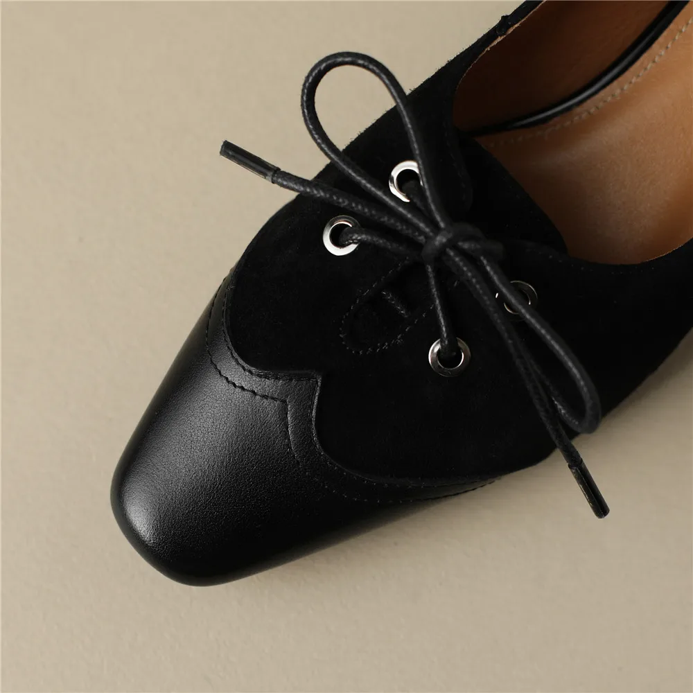 Genuine leather thick heel office pumps - Image 7