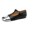 Genuine leather t-strap flats in mixed colors