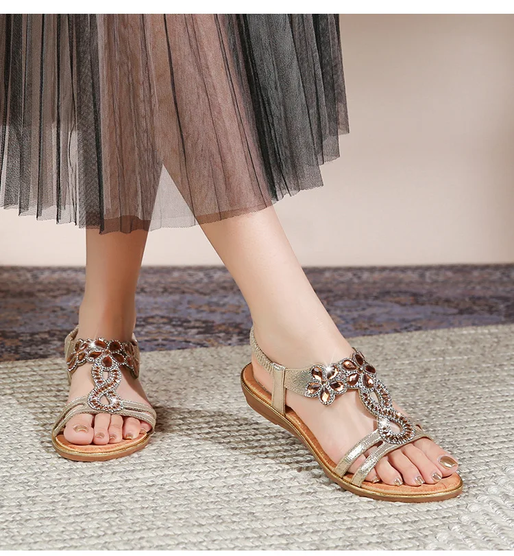 Bohemian wedge sandals with diamonds - Image 7