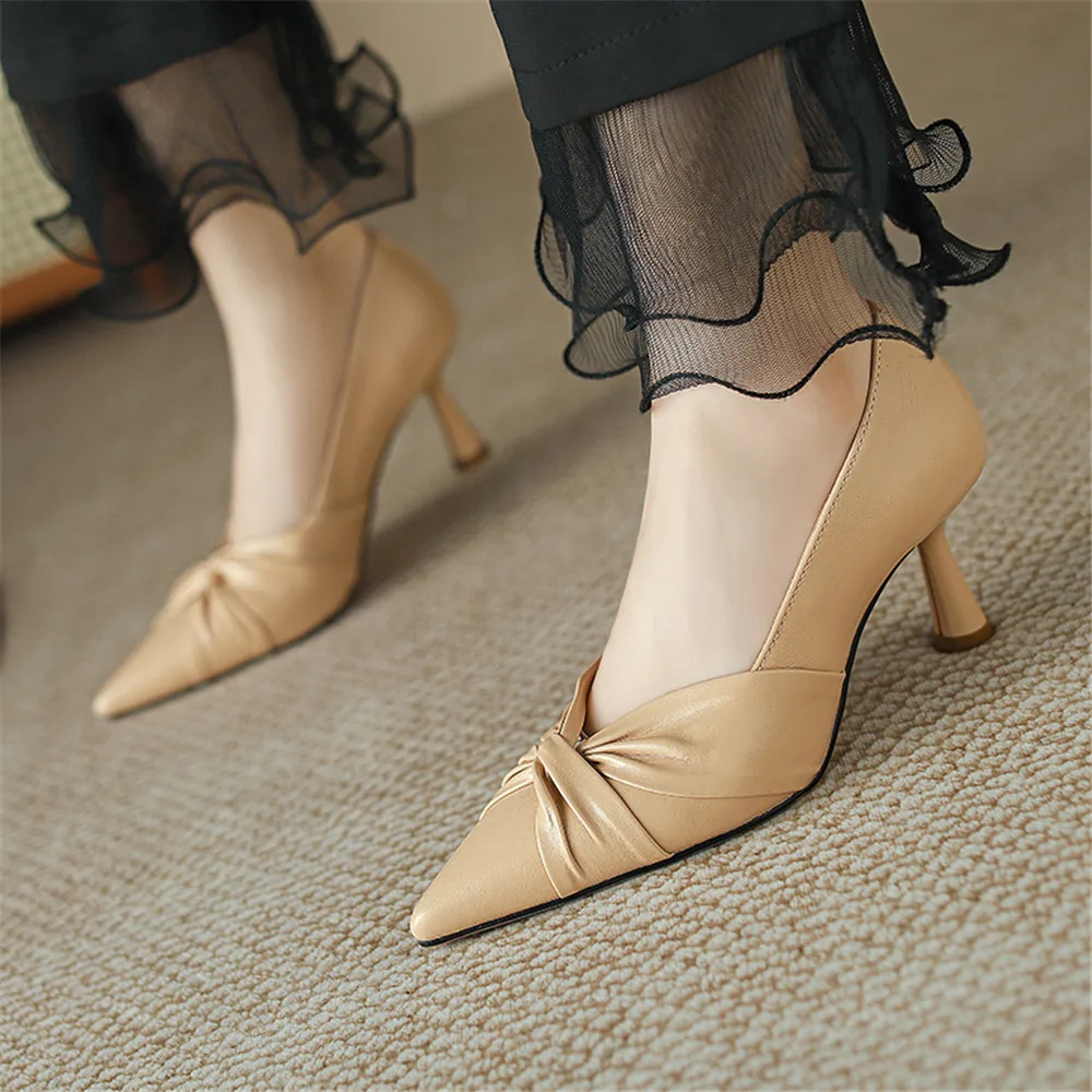 Genuine leather pointed toe office pumps - Image 3