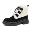 Short leather winter boots with fur lining