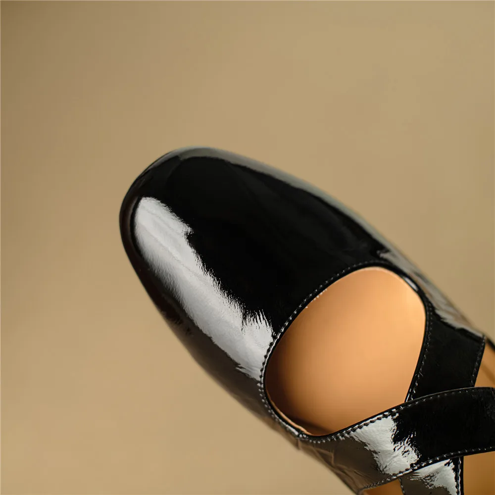 Genuine leather low heel round toe pumps for women - Image 6