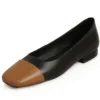 Genuine leather square toe low heel pumps in mixed colors