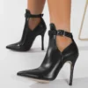 Pointed toe ankle boots with thin high heels