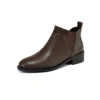 Genuine leather ankle boots round toe fashion comfort warm black brown
