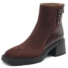 Suede leather platform ankle boots with zipper and square toe