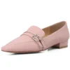 Pink double buckle loafers