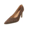 Leopard print suede high heels elegant office pumps