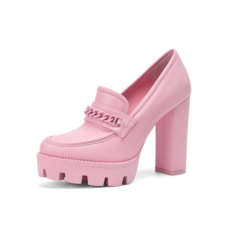 Waterproof platform high heel shoes with metal chain - Image 3