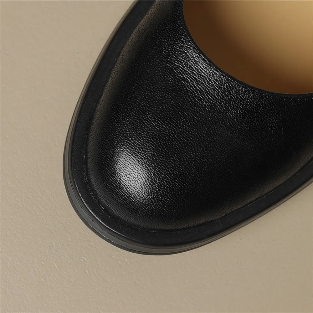 Genuine leather round toe high heels mary janes shoes - Image 9