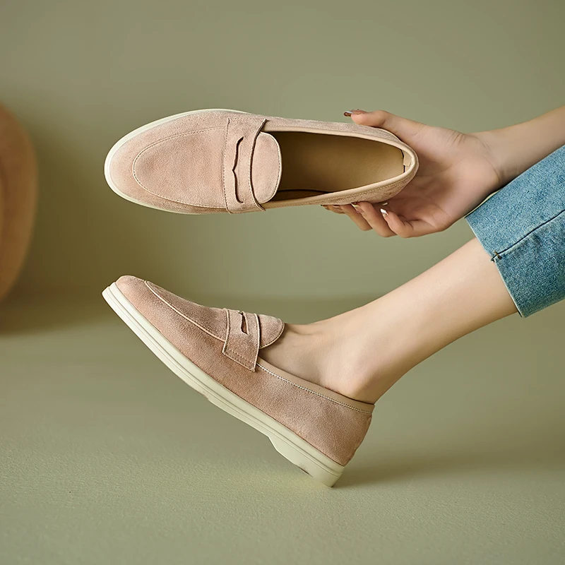 Natural suede loafers in purple and apricot - Image 11
